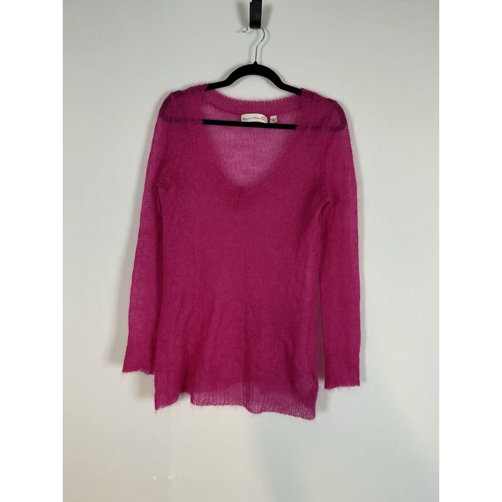 Anthropologie Charlie & Robin Top‎  Mohair Wool Pink Lightweight Blouse S EUC